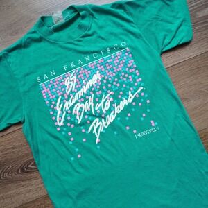 Vintage 1985 San Francisco Examiner Bay to Breakers Run T-Shirt Green M